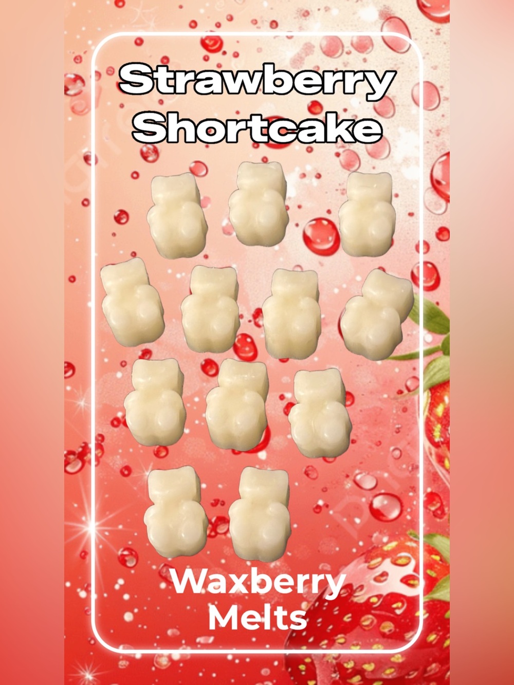 Trial Size Strawberry Shortcake Wax Melts in Mini Bear Shapes - Picture 2 of 2